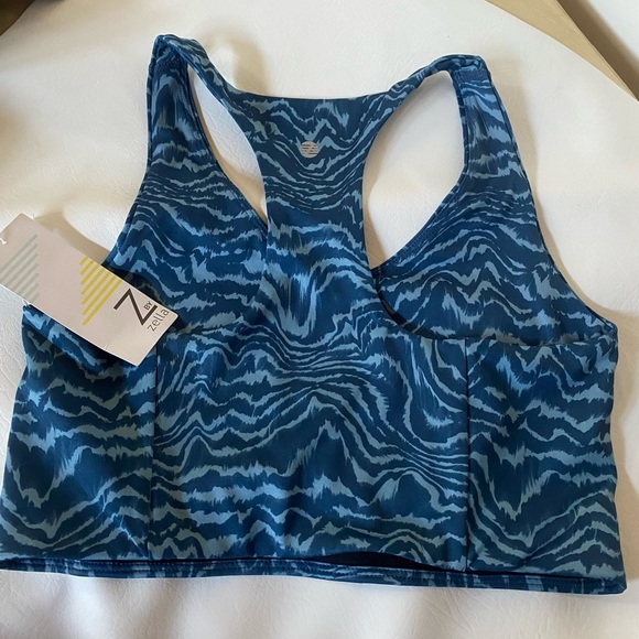 Zella Longline Sportsbra in Navy Denim Phoebe Print - Picture 4 of 6